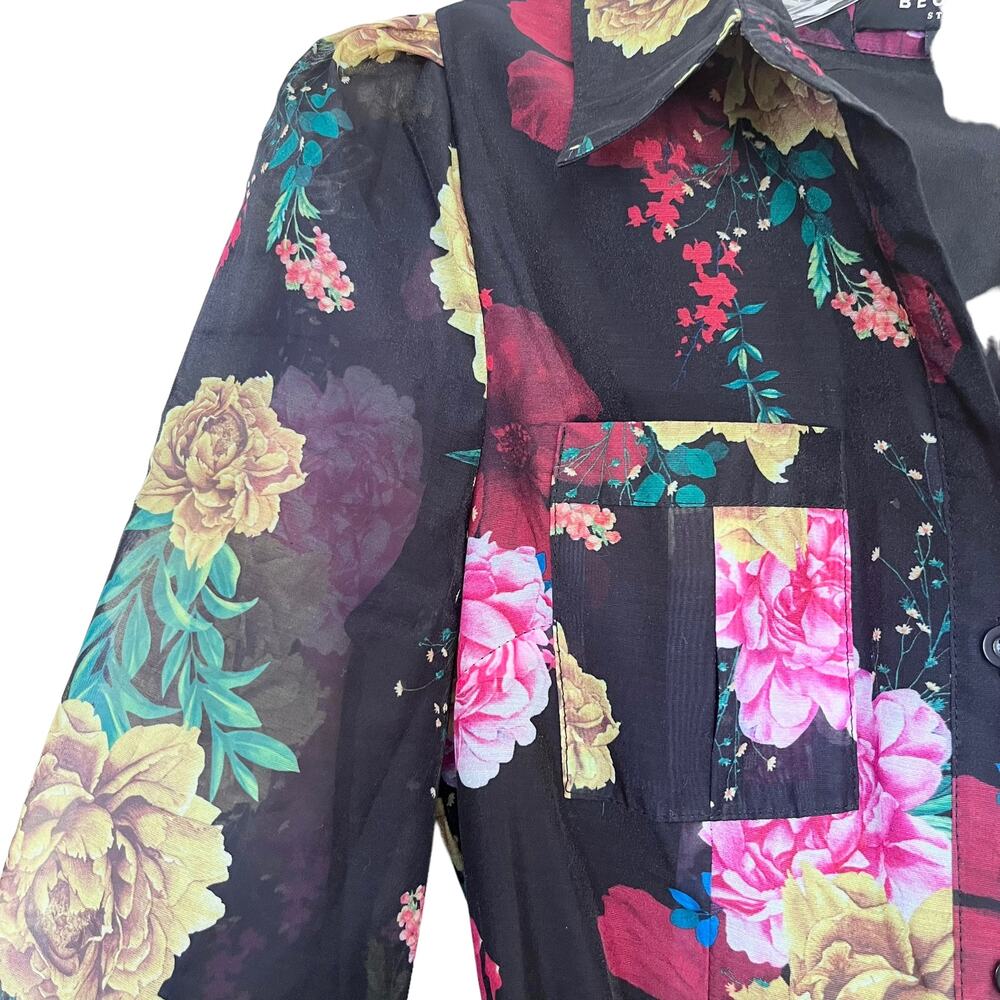 Beulah Style floral fit and flare midi shirt dress size Small - Picture 2 of 13